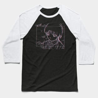 Lain Iwakura 3D Sketch 001 - White on Black Baseball T-Shirt